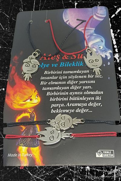 Birmem Fire and Water Necklace and Bracelet Set – Magical Harmony of Opposites