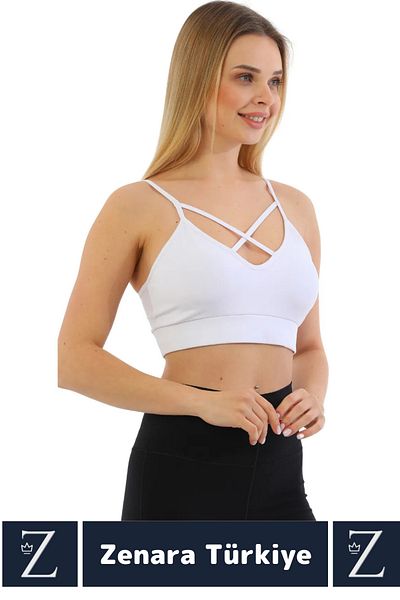 Zenara Luxery Breast Firming Anti-Sagging Sports Casual Use Front Cross Straps Micro Crop Bustier