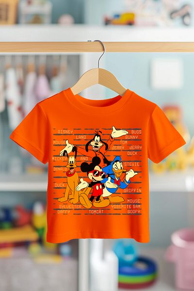 BookOrBook Miki and Daffy Linestyle 100% Cotton Premium Quality Kids T-Shirt (3-12 Years)