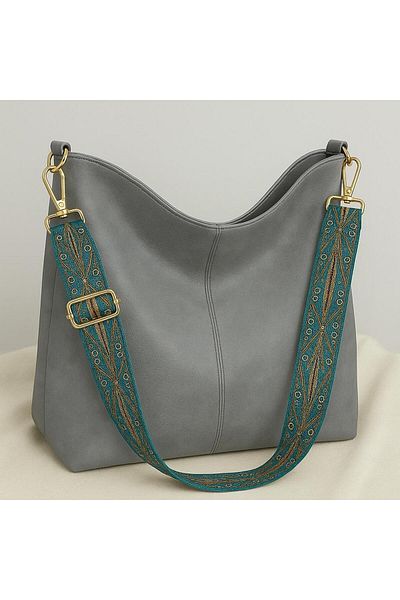 Bambus Home Bohemian Style Ethnic Patterned Faux Leather Straps Women Hand And Shoulder Bag