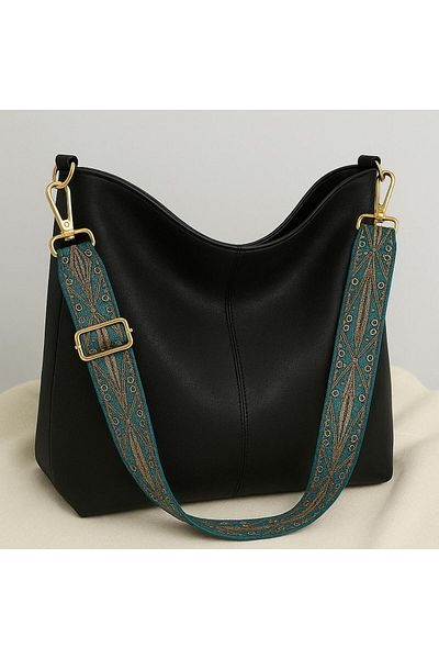 Bambus Home Bohemian Style Ethnic Patterned Faux Leather Straps Women Hand And Shoulder Bag