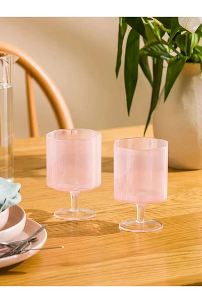 LC Waikiki Pink Footed Glass Set of 2