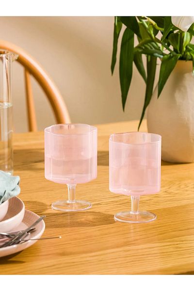 LC Waikiki Pink Footed Glass Set of 2