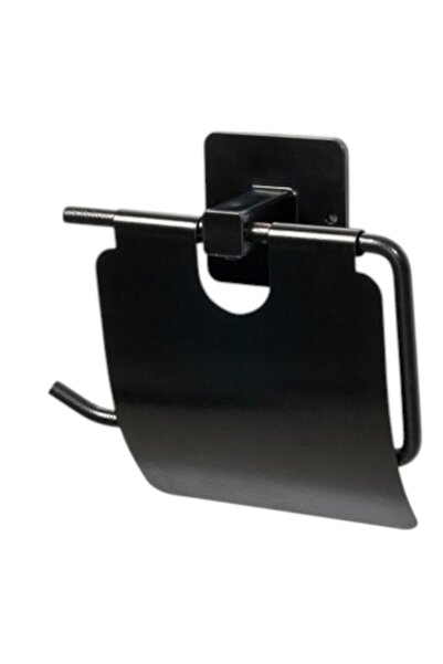 Zethome Yapışkanlı Banyo Siyah Kapaklı Kağıtlık Tuvalet Kağıtlık