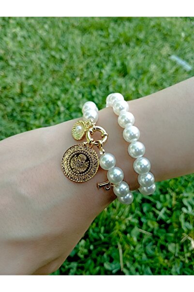 PD GRUP Inci Gemici Kilit Set Incili Gemici Kilitli Kolye Altın Takılan Kolye Ve Bileklik Kisiye Özel Harfli