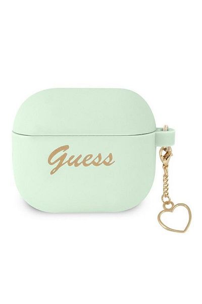 REDz Accessories Guess Protective Case for Apple AirPods 3, GUA3LSCHSN, Silicone Charm Heart Collection, Green