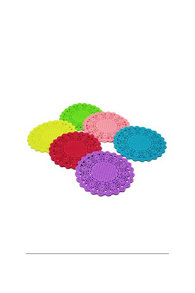 Hanedanev Silicone Trivet Set of 2 Colorful Lace Patterned Silicone Fireproof Trivet