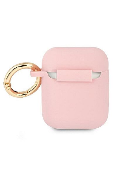 REDz Accessories Guess Protective Case For Apple Airpods 1/2, Gua2sssi, Silicone Vintage Script Collection, Pink