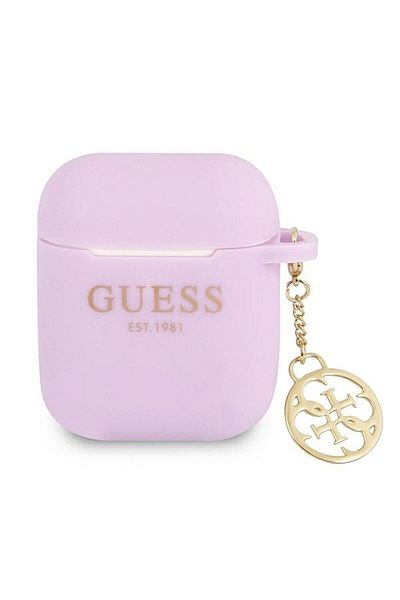 REDz Accessories Guess Protective Case for Apple AirPods 1/2, GUA2LSC4EU, Silicone Charm 4G Collection, Purple