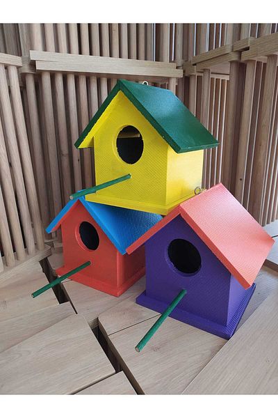 değerli hobi Wooden Bird Nest Bird House Outdoor Water Resistant 3 Pieces 15x15x20 Cm
