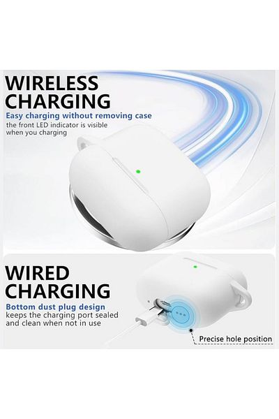 REDz Accessories Carcasă rezistentă la șocuri pentru AirPods 4, cârlig tip carabină, silicon, albă