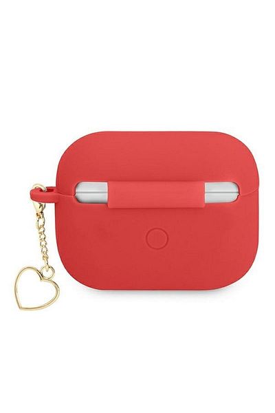 REDz Accessories Guess Protective Case for Apple AirPods Pro, GUAPLSCHSR, Silicone Charm Heart Collection, Red