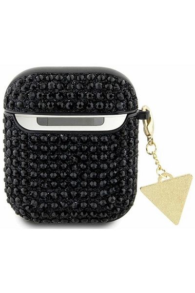 REDz Accessories Guess Protective Case for Apple AirPods 1/2, GUA2HDGTPK, Rhinestone Triangle Charm Collection, Black