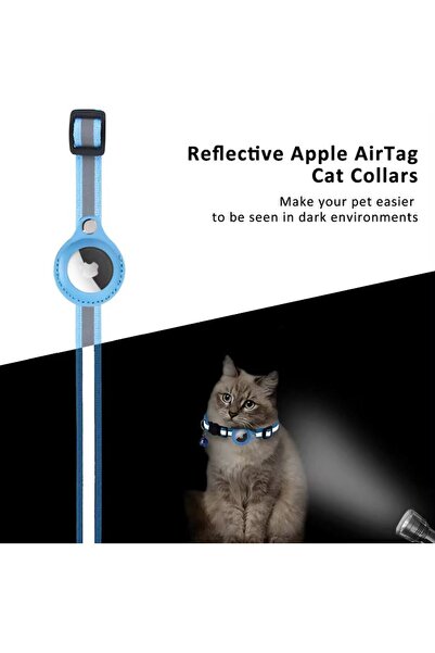 REDz Accessories Animal collar for Airtag, Reflective, Bell, Textile, Light blue