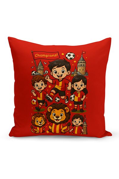 Bertille Home Copil Bebeluș Galben Roșu Fan Fotbal Seria Husă de pernă (Husă de pernă)