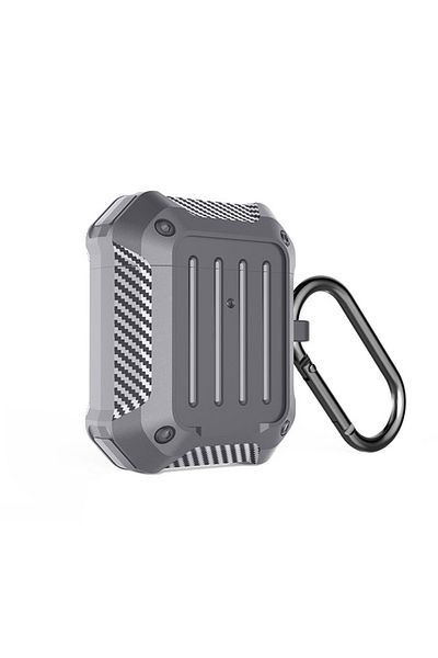 REDz Accessories Shockproof Case, Carabiner, For Apple Airpods 1 And 2, Gray