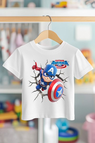 BookOrBook Tricou pentru copii Captain America Shield 100% bumbac de calitate...