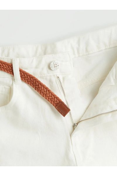 LC Waikiki Lcw Kids Ecru Basic Girl Jean Shorts