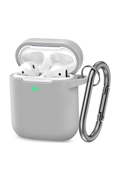 REDz Accessories Case For Apple Airpods 1/2, Silicone, Shockproof, Gray