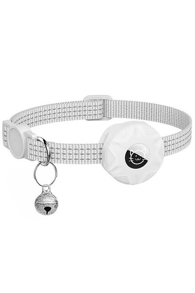REDz Accessories Cat Collar with Case for Airtag, Reflective, Integrated Bell, Textile, Gray