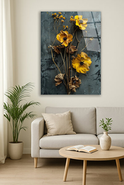 TAULART ŽUTI CVEĆNI SET U RETRO STILU, SODIJEUĆI DIZAJN, LUKSUZNO MODERNO NEK...