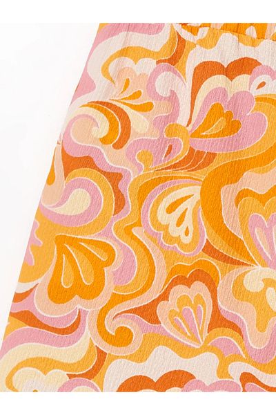 LC Waikiki Lcw Kids Orange Elastic Waist Tie Dye Patterned Girls Shorts