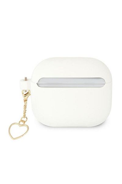 REDz Accessories Husă de protecție Guess pentru Apple AirPods 3, GUA3LSCHSH, Colecția Heart Charm Silicon, Alb