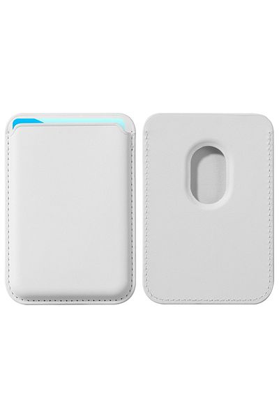 REDz Accessories Portofel pentru carduri MagWallet, MagSafe, Universal, Efect piele, Alb