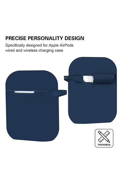 REDz Accessories Case For Apple Airpods 1/2, Silicone, Shockproof, Navy Blue