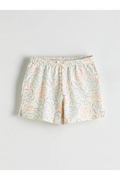 LC Waikiki Lcw Kids Ecru Elastic Waist Girls Shorts