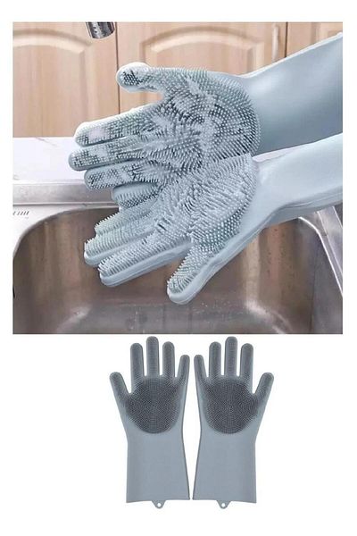 Hanedanev 1 Pair Heat Resistant Practical Magic Silicone Dishwashing Glove Silicone Gloves
