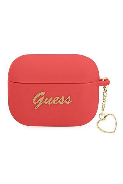 REDz Accessories Guess Protective Case for Apple AirPods Pro, GUAPLSCHSR, Silicone Charm Heart Collection, Red