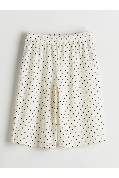 LC Waikiki Lcw kids ecru elastic waist polka dot girl's shorts