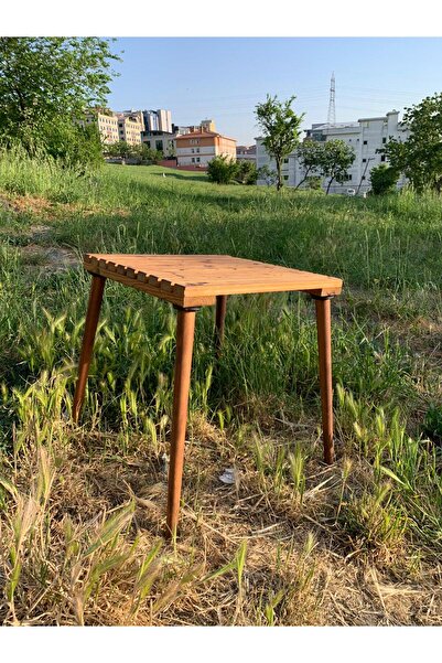 KAMPTEK Ahşap Tasarım Dayanıklı Kamp Piknik Çok Amaçlı Yer Kaplamayan Masa Konik Ayaklı Pratik