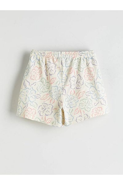 LC Waikiki Lcw Kids Ecru Elastic Waist Girls Shorts