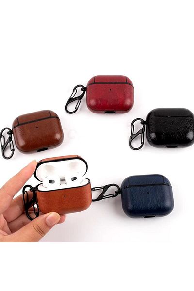 REDz Accessories Elite Case, Compatible With Airpods 3, Select Look, Shock Protection, Leather Look, Black