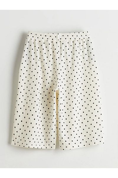 LC Waikiki Lcw kids ecru elastic waist polka dot girl's shorts