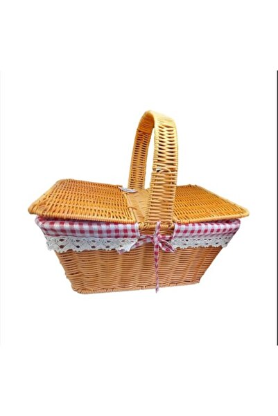 ForWhat Wicker Picnic Basket with Lid for Office Home Office Event