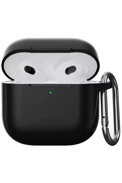 REDz Accessories Shockproof Case For Airpods 4, Carabiner Hook, Silicone, Black