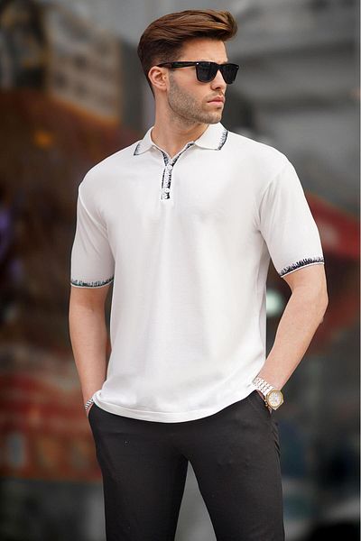Madmext Weißes Poloshirt für Herren 6877