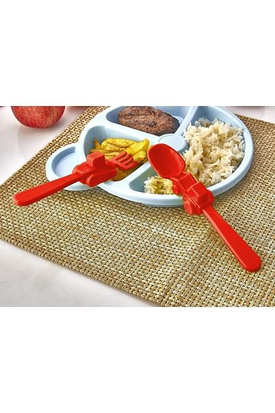 Hanedanev Children's Baby Food Food Fork Spoon Set 2-Piece Fork Spoon Set for Kids Toddlers