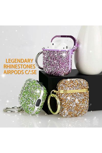 REDz Accessories Case For Apple Airpods 1/2, Full Protection, Carabiner, Green