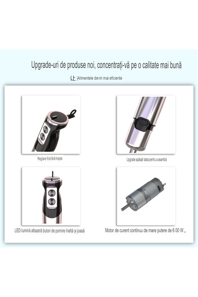 Glory Επαγγελματικό σετ κάθετου μπλέντερ 6 σε 1 Hb-8001 με ισχύ 600w, λεπίδα από ανοξείδωτο ατσάλι,