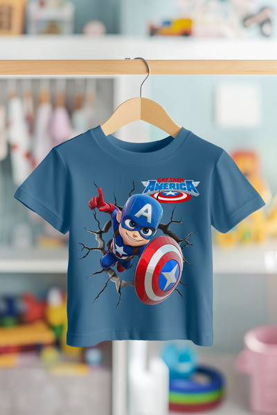 BookOrBook Tricou pentru copii Captain America Shield 100% bumbac de calitate...