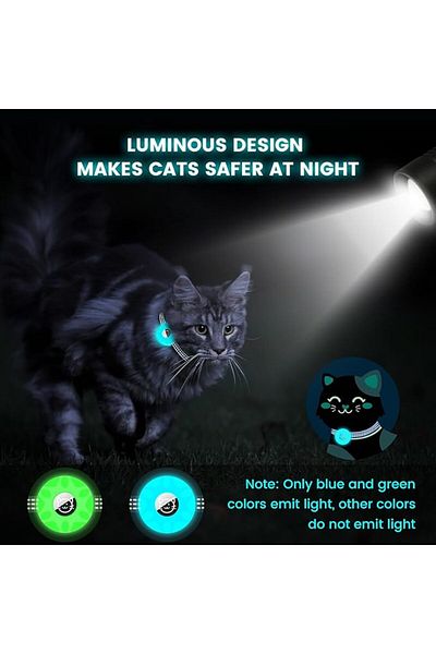 REDz Accessories Cat Collar with Case for Airtag, Reflective, Integrated Bell, Textile, Blue