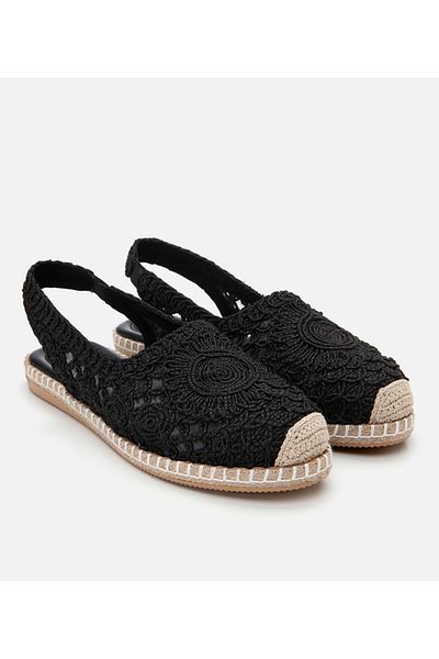 Hotiç Women's Black Yaya Textured Open Back Espadrille
