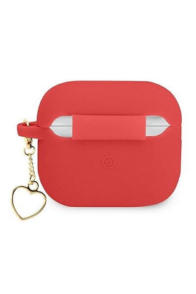 REDz Accessories Guess Protective Case for Apple AirPods 1/2, GUA2LSCHSR, Silicone Charm Heart Collection, Red