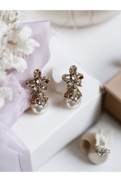 FAYRA ACCESSORIES Kristal Taşlı İnci Küpe