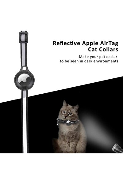 REDz Accessories Animal collar for Airtag, Reflective, Bell, Textile, Black