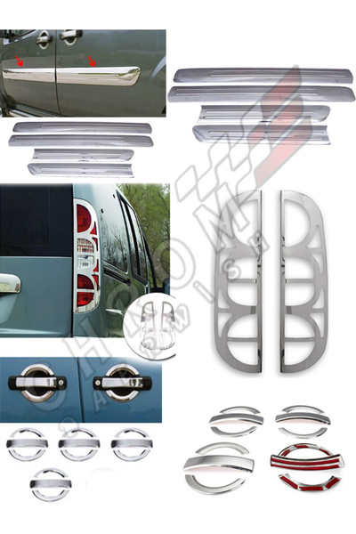 Derwish Fiat Doblo 2006-2010 Set Yan Çıtası 4 Parça Kapı Kolu 12 P. Stop Çerçevesi 2 P. Krom Paslanmaz Çelik